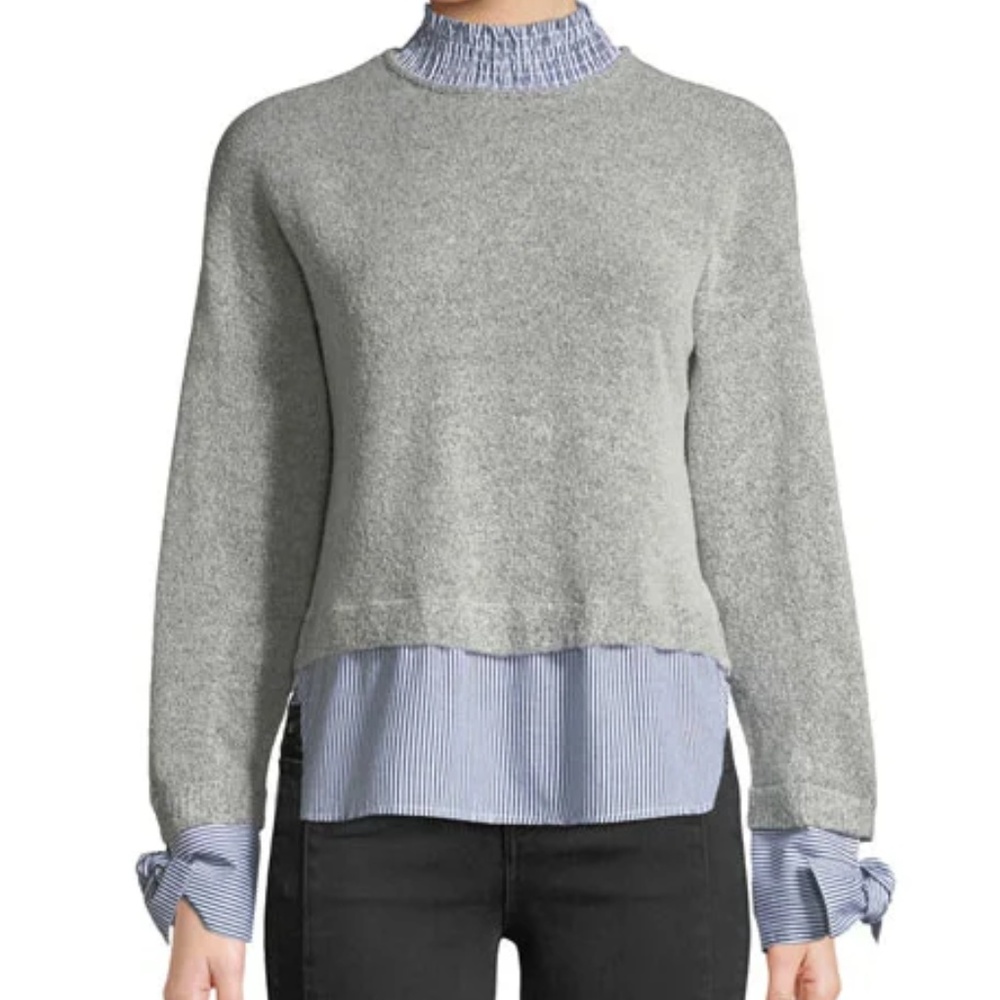 Free Generation Mock-Neck Twofer Sweater